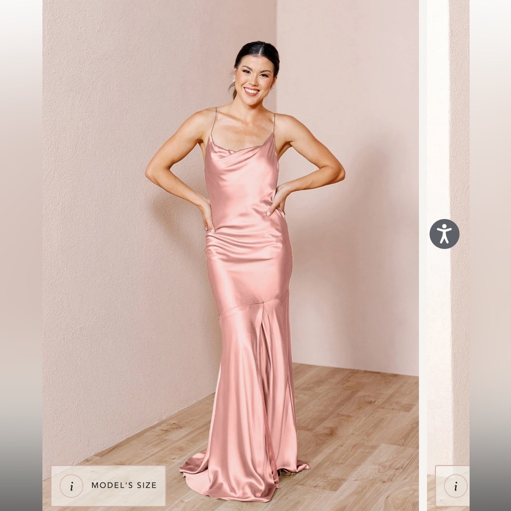 Revelry Bridesmaid Kimora Satin Dress Blushing Bride Size 6